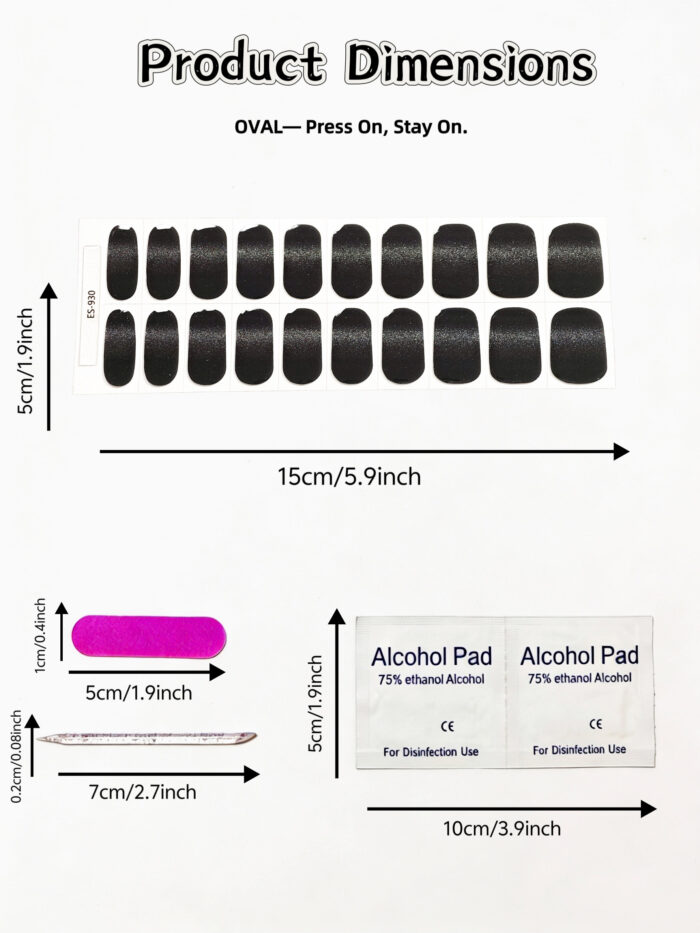 [Cure in 40s with Lamp] Black Diamond Cat-Eye Gel Nail Wraps (Oval Shape) - 20pcs Self-Adhesive, Instant Hardening Nail Tips - Image 4