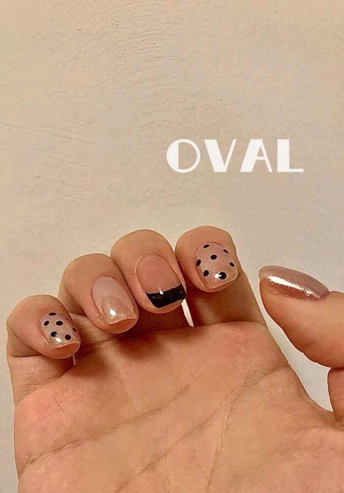 [Cure in 40s with Lamp] Edgy-Sweet Polka Dot Gradient Gel Nail Wraps (Oval Shape) - 20pcs Self-Adhesive, Instant Hardening Nail Tips - Image 3