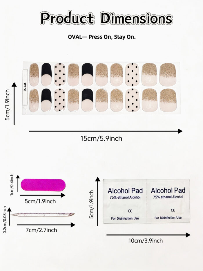 [Cure in 40s with Lamp] Edgy-Sweet Polka Dot Gradient Gel Nail Wraps (Oval Shape) - 20pcs Self-Adhesive, Instant Hardening Nail Tips - Image 5