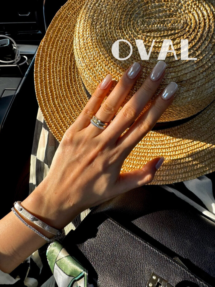 [Cure in 40s with Lamp] Hailey White Glossy Nail Wraps with Subtle Shimmer (Oval Shape) - 20pcs Self-Adhesive, Instant Hardening Nail Tips - Image 3