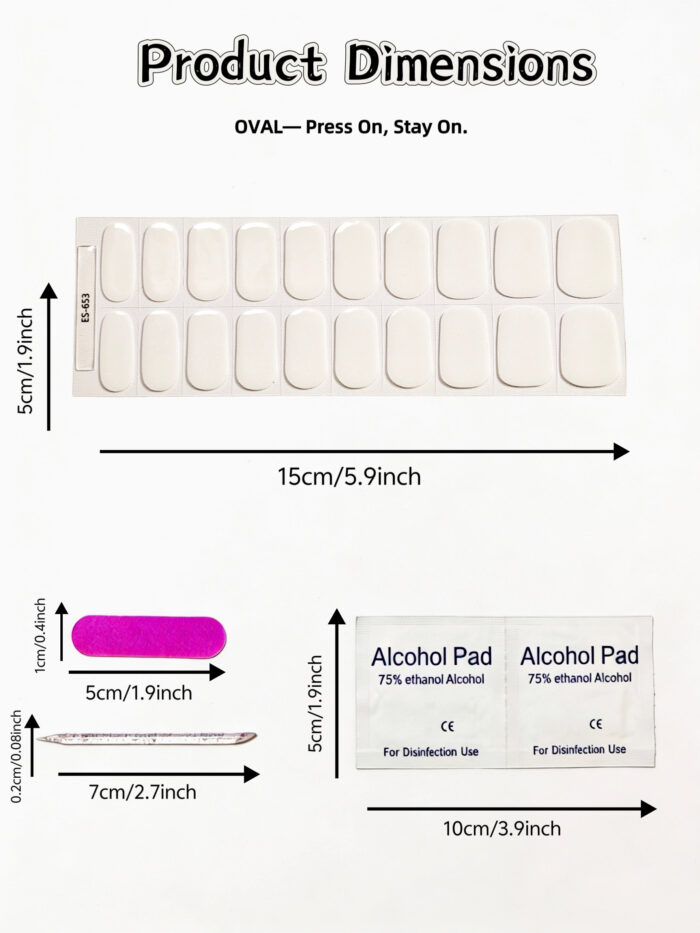 [Cure in 40s with Lamp] Hailey White Glossy Nail Wraps with Subtle Shimmer (Oval Shape) - 20pcs Self-Adhesive, Instant Hardening Nail Tips - Image 4