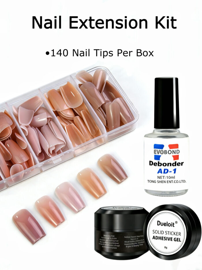OVAL 140-Piece Nail Extension Tip Tool Set | Solid Adhesive + Debonder Bundle (Add-On for $10 with Any Nail Wrap Purchase) - Image 1