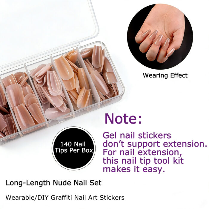 OVAL 140-Piece Nail Extension Tip Tool Set | Solid Adhesive + Debonder Bundle (Add-On for $10 with Any Nail Wrap Purchase) - Image 2