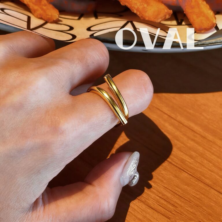 OVAL 18K Gold-Plated Dual-Band Stackable Open Ring | Adjustable Retro-Luxury Ring