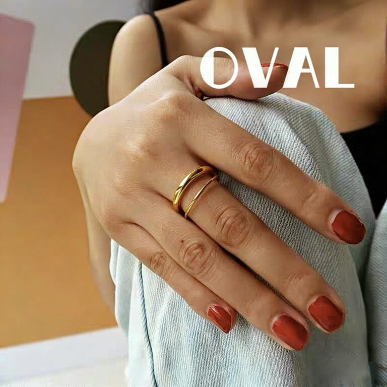 OVAL 18K Gold-Plated Dual-Band Twisted Adjustable Open Ring | Minimalist Luxury Stackable Ring