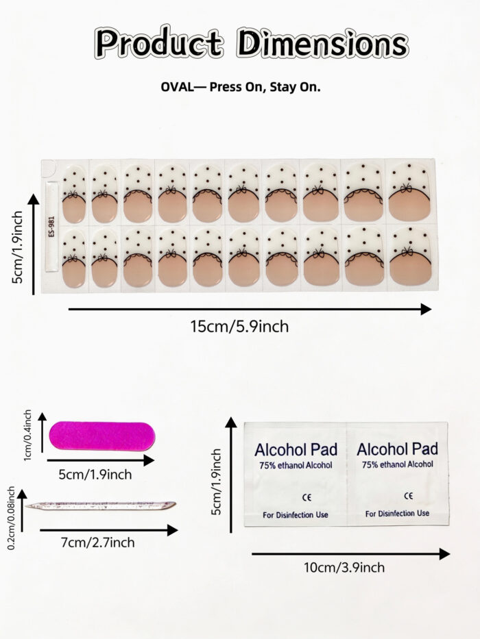 OVAL Lace Polka Dot French Gel Nail Wraps | 40-Second UV Cure Turns Wraps to Hard Tips – Elegant Sweet-Cool Manicure Stickers - Image 5