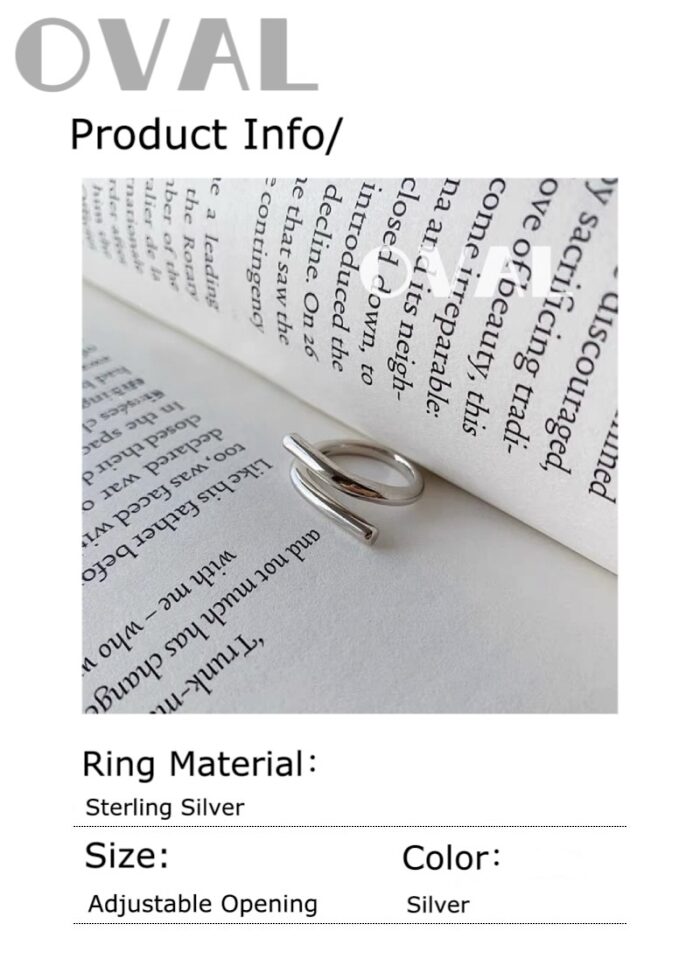 OVAL Minimalist Intertwined Double Band Sterling Silver Adjustable Ring | Stackable Statement Ring - Image 3