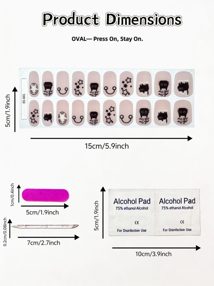 [Cure in 40s with Lamp] Sheer Nude Dark-Sweet Cat Gel Nail Wraps (Oval Shape) - 20pcs Self-Adhesive, Turns to Hard Nail Tips Instantly - Image 4
