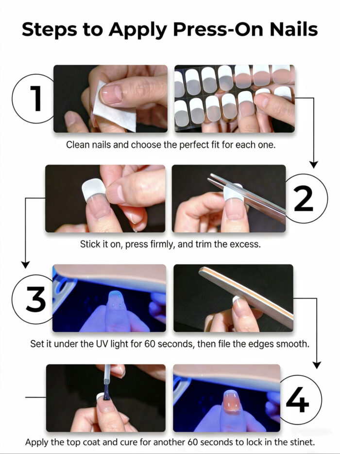 [Cure in 40s with Lamp] Sheer Nude Red French Tip Gel Nail Wraps (Oval Shape) - 20pcs Self-Adhesive, Turns to Hard Nail Tips Instantly - Image 5