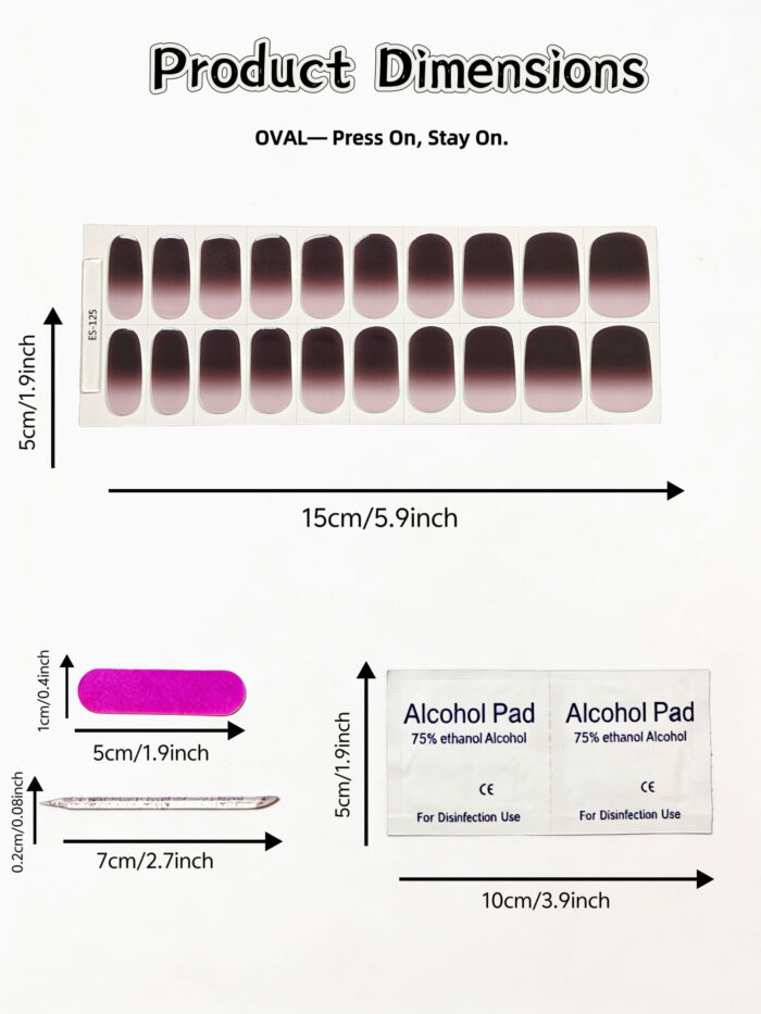[Cure in 40s with Lamp] Siamese Cat-Inspired Brown Gradient Gel Nail Wraps (Oval Shape) – 20pcs Self-Adhesive, Instant Hardening Nail Tips - Image 5