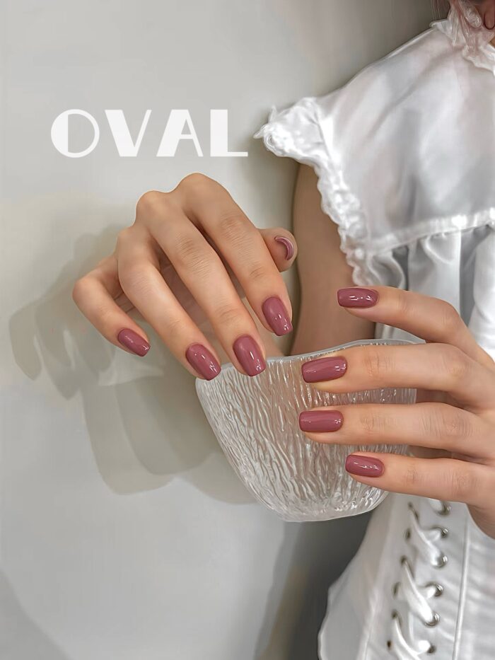 [Cure in 40s with Lamp] Soft Matte Dusty Rose Gel Nail Wraps (Oval Shape) - 20pcs Self-Adhesive, Instant Hardening Nail Tips - Image 3