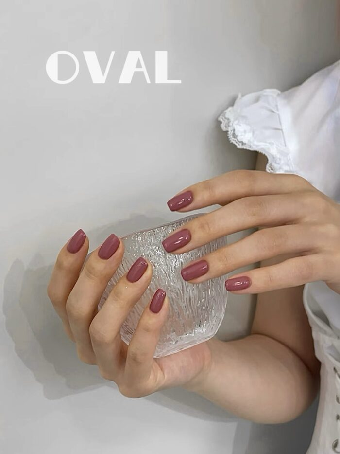 [Cure in 40s with Lamp] Soft Matte Dusty Rose Gel Nail Wraps (Oval Shape) - 20pcs Self-Adhesive, Instant Hardening Nail Tips - Image 2