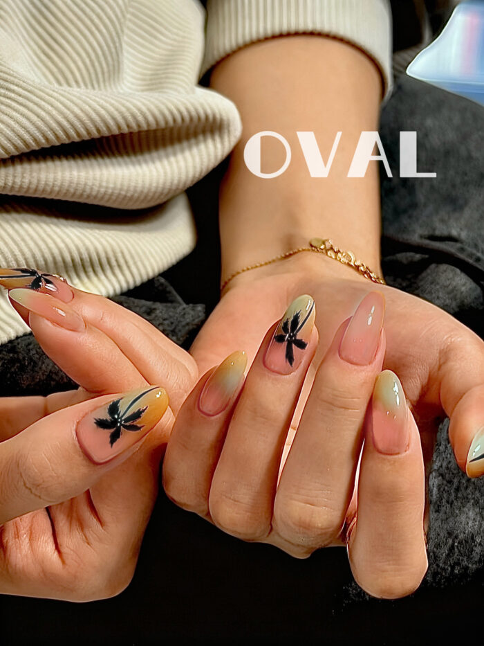 [Cure in 40s with Lamp] Sunset Coconut Gradient Gel Nail Wraps (Oval Shape) - 20pcs Self-Adhesive, Turns to Hard Nail Tips Instantly - Image 3