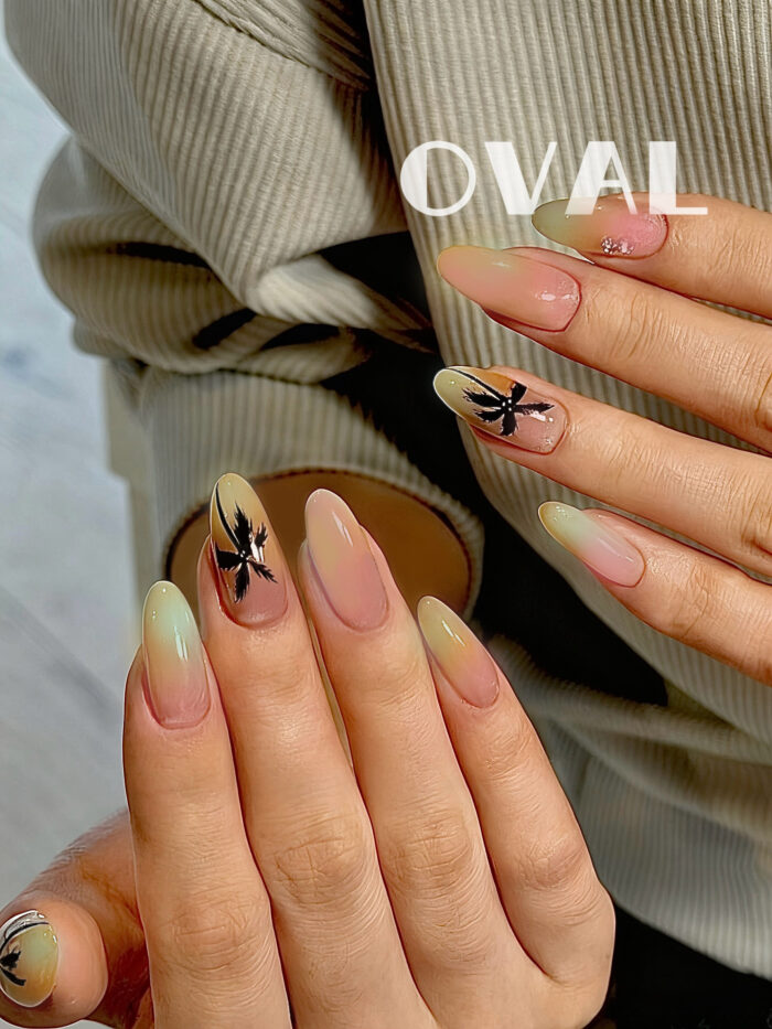 [Cure in 40s with Lamp] Sunset Coconut Gradient Gel Nail Wraps (Oval Shape) - 20pcs Self-Adhesive, Turns to Hard Nail Tips Instantly - Image 2