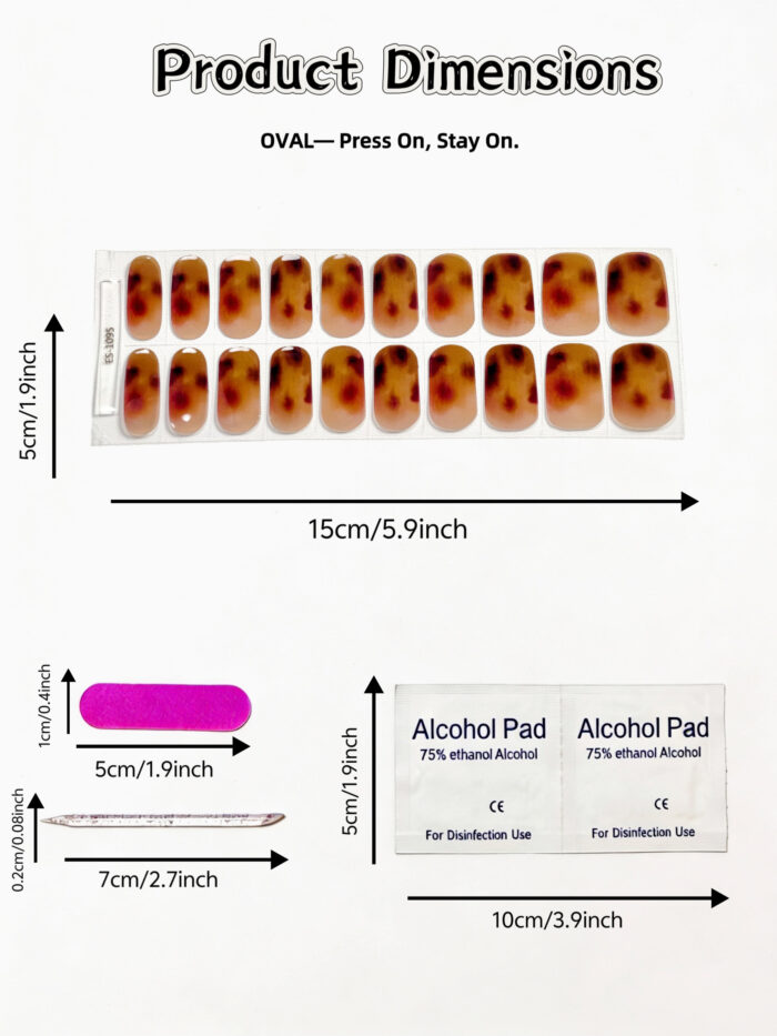 [Cure in 40s with Lamp] Vintage Tortoiseshell Gel Nail Wraps (Oval Shape) - 20pcs Self-Adhesive, Turns to Hard Nail Tips Instantly - Image 4